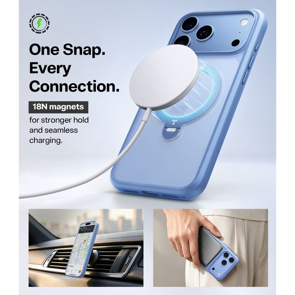 iPhone 18 Pro / 17 Pro TORRAS Ostand Q3 Spin Deksel - MagSafe Kompatibel - Blå