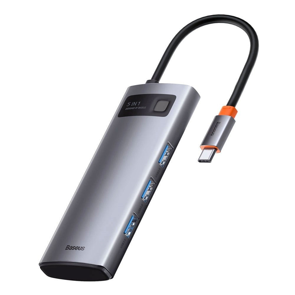Baseus 7-i-1 USB-C Multiportadapter med 3 x USB-A 1 x USB-C 1 x HDMI - Grå