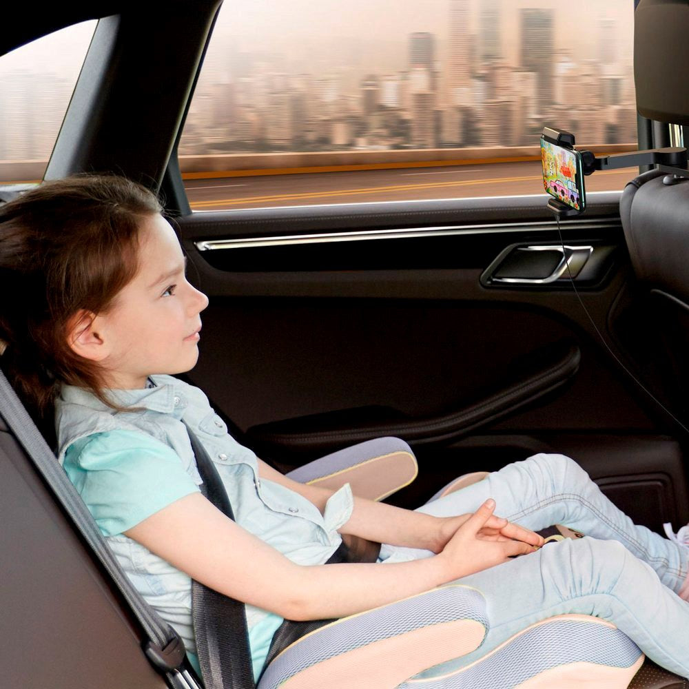 Baseus Mobilholder for Bilens Nakkestøtte med 15W Trådløs Lading - Mobil Maks: 65 - 90 mm - Svart