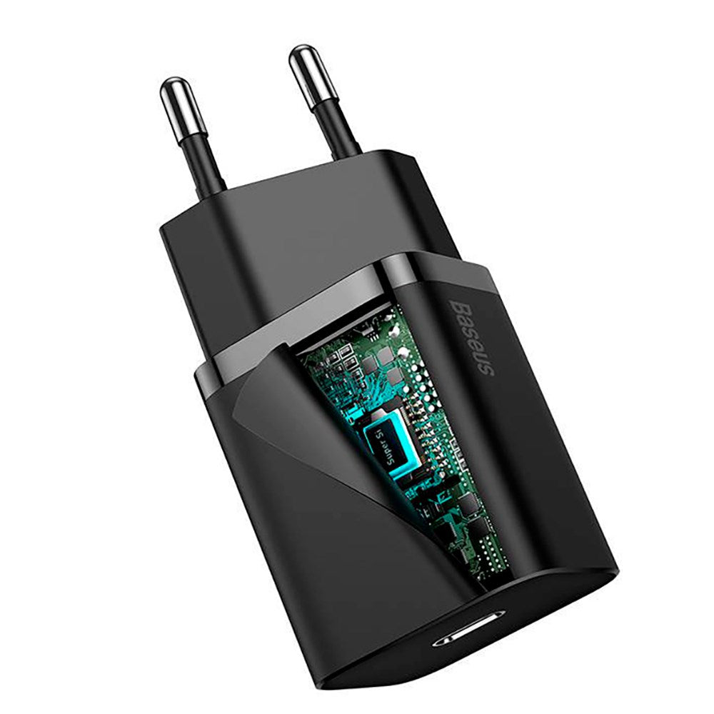 Baseus Super Si 20W Vegg Lader USB-C Quick Charge - Svart