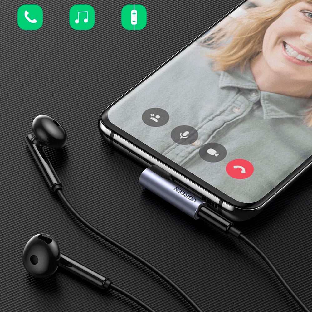 Ugreen AV154 Vinklet USB-C til Mini Jack Adapter - 3.5mm - Grå