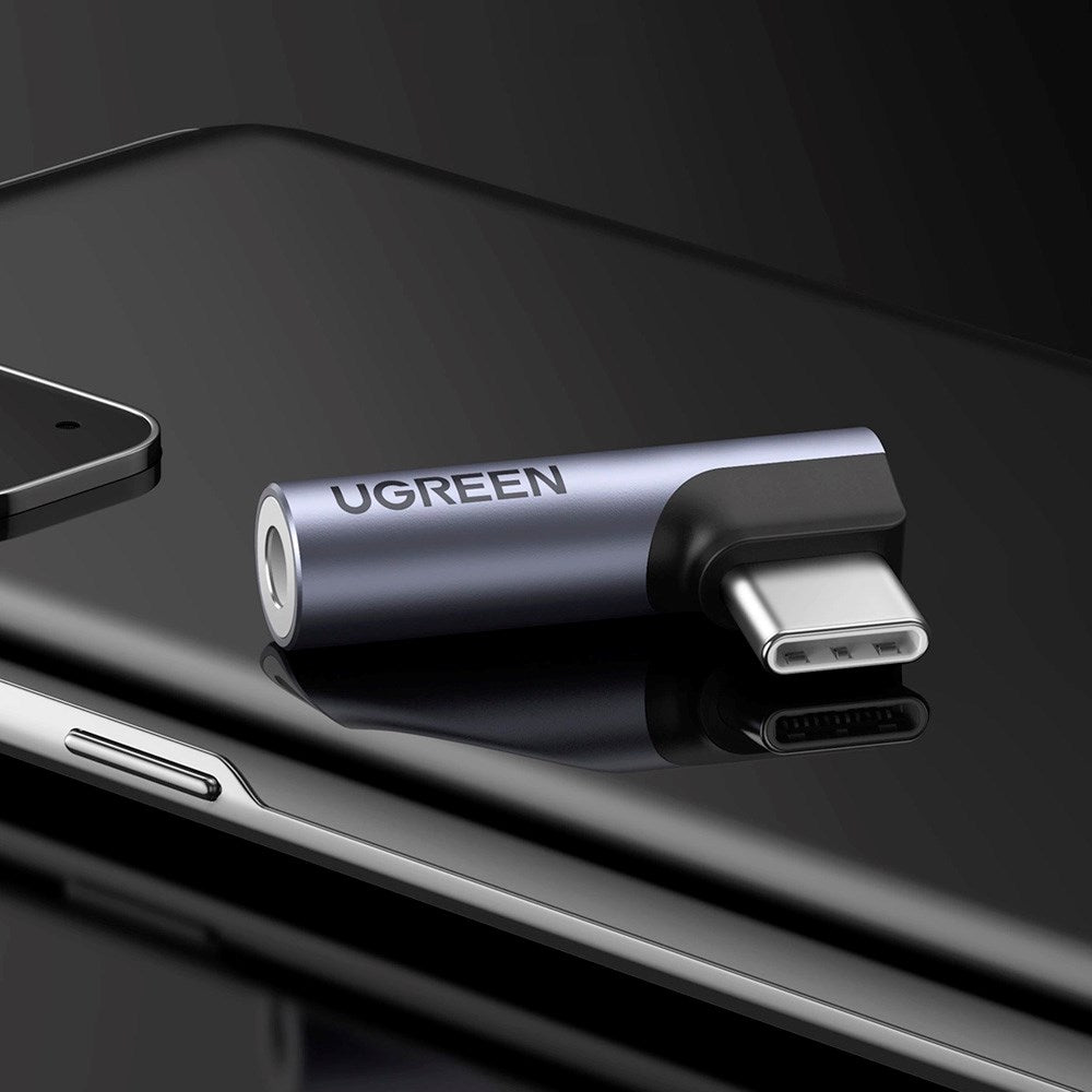 Ugreen AV154 Vinklet USB-C til Mini Jack Adapter - 3.5mm - Grå