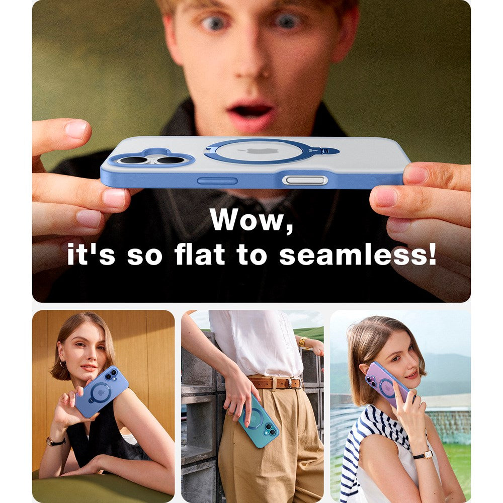 TORRAS iPhone 16 Hybrid Plast Deksel m. Ståfunksjon - MagSafe Kompatibel - Blå