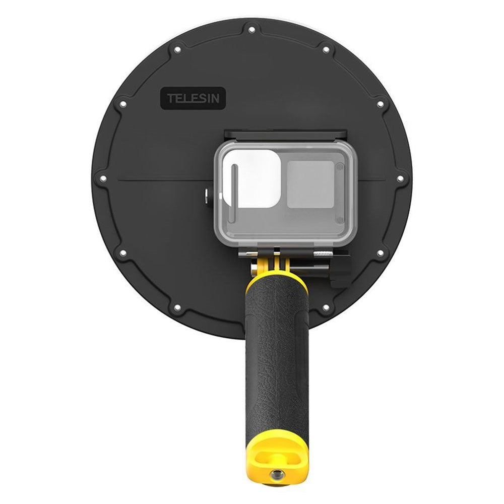 TELESIN Vanntett Dome Etui med Håndtak for GoPro Hero 9 / 10 / 11 / 12 / 13 - Gjennomsiktig / Svart