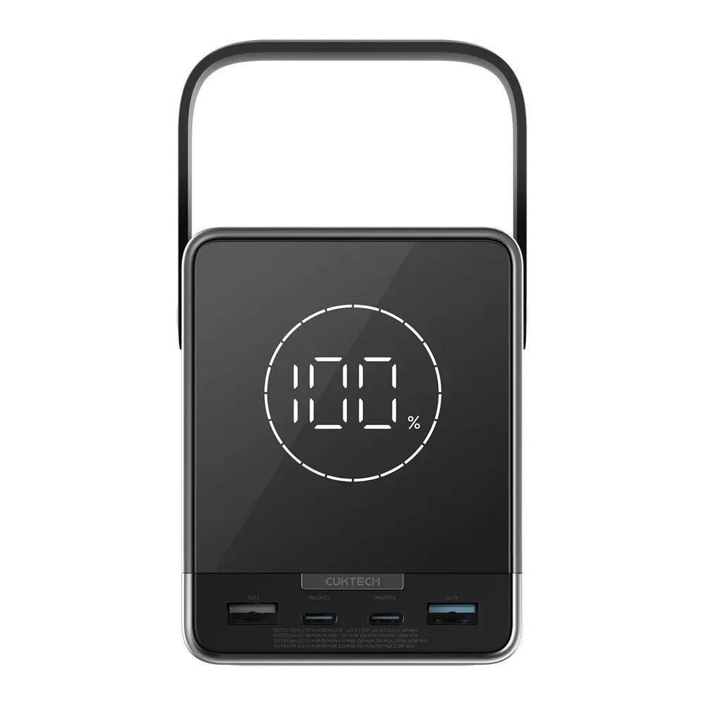 CUKTECH 300W PowerBank m. Trådløs Lading - 2x USB-C & 2x USB-A - 40.000 mAh - Svart