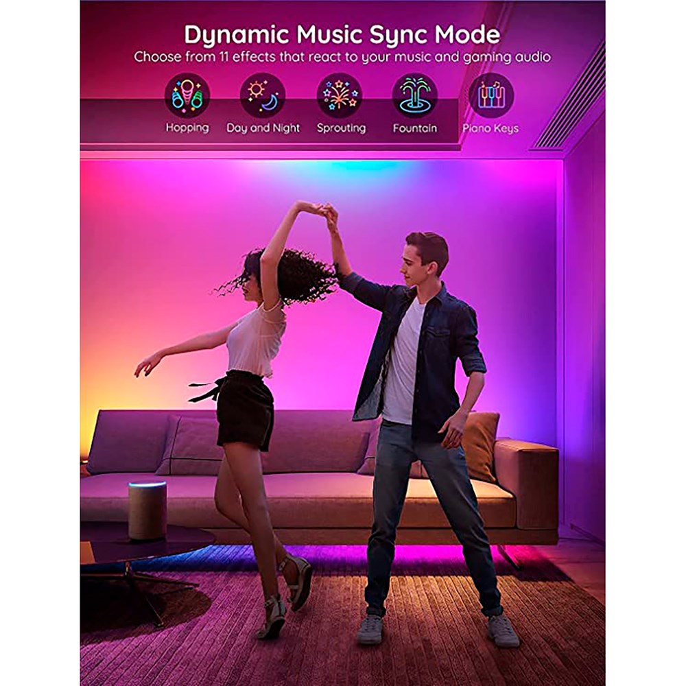 Govee Basic Wi-Fi + Bluetooth RGBIC LED Strip Lights - 10m - Hvit