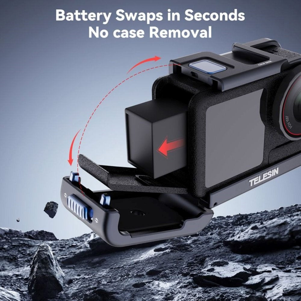 TELESIN Metall Cage til DJI Osmo Action 3 / 4 / 5 Pro - Grå