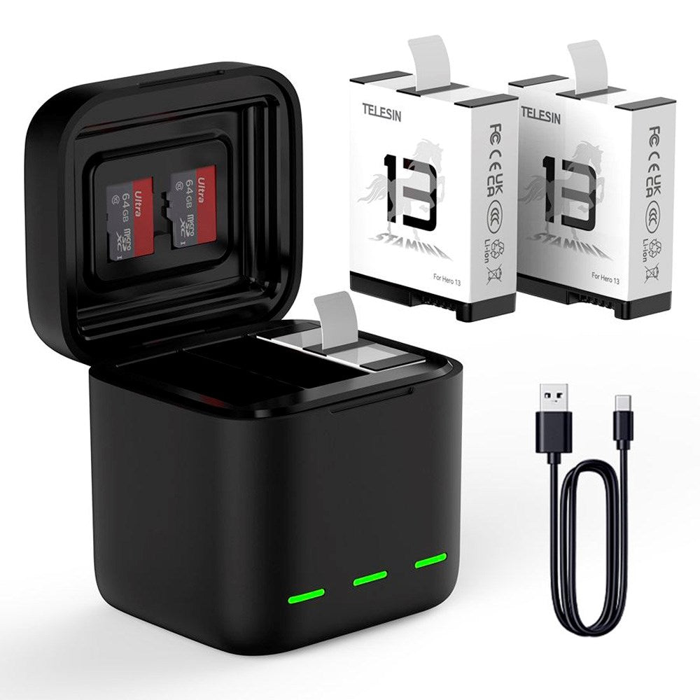 TELESIN Batteri Ladeetui for GoPro Hero 13 - Svart