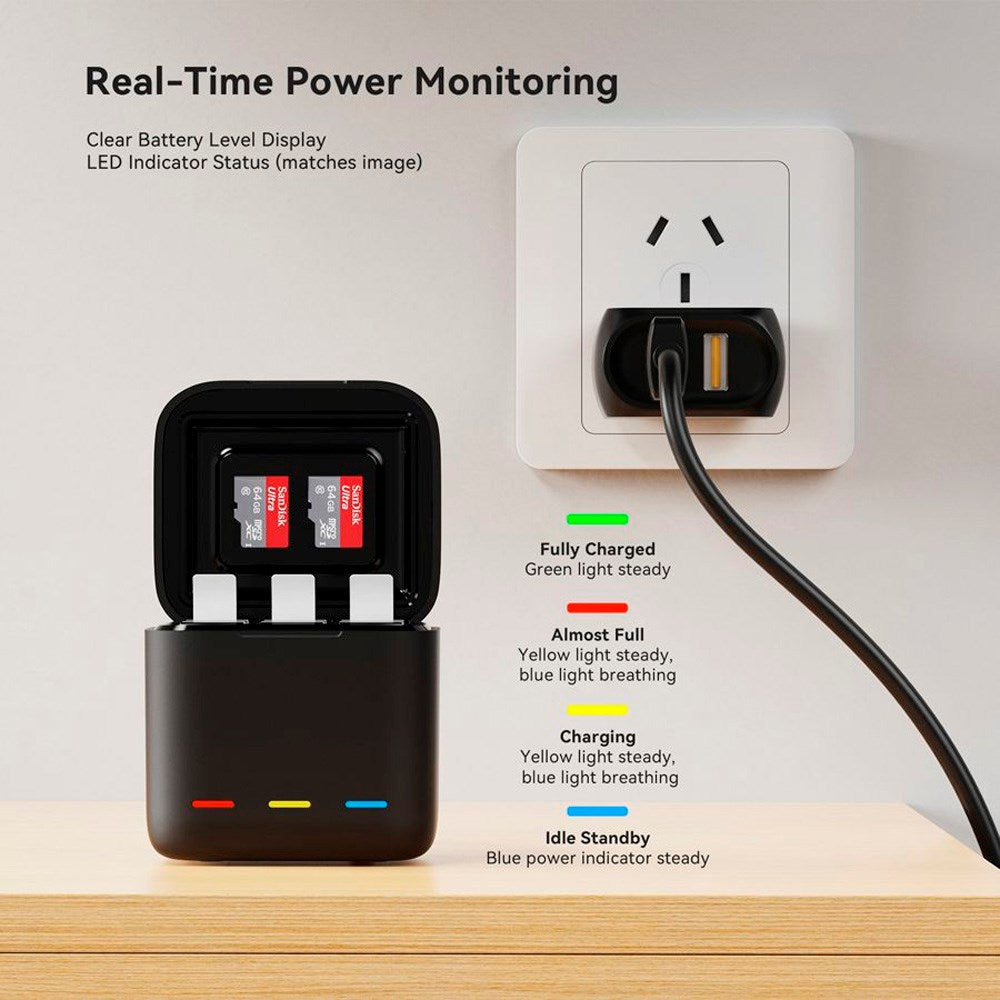 TELESIN Batteri Ladeetui for GoPro Hero 13 - Svart