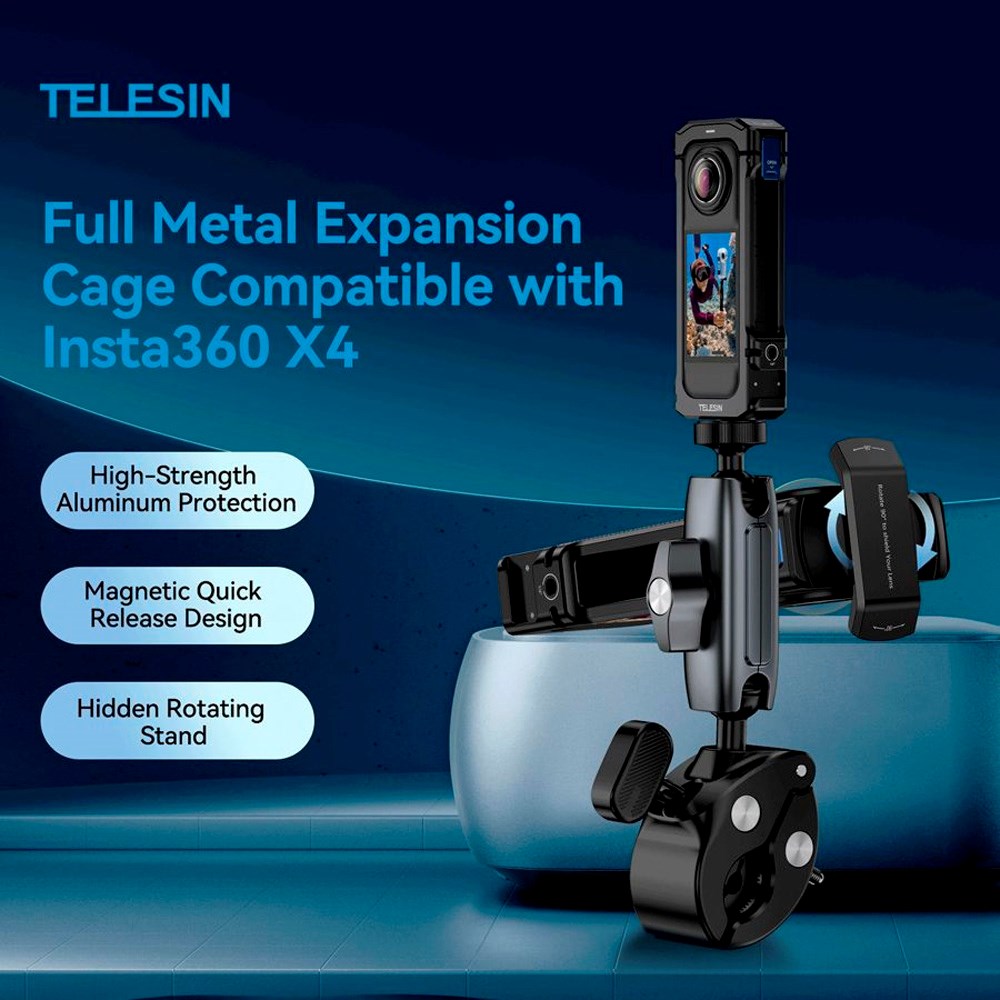 TELESIN Metal Cage for Insta360 X4 - Svart