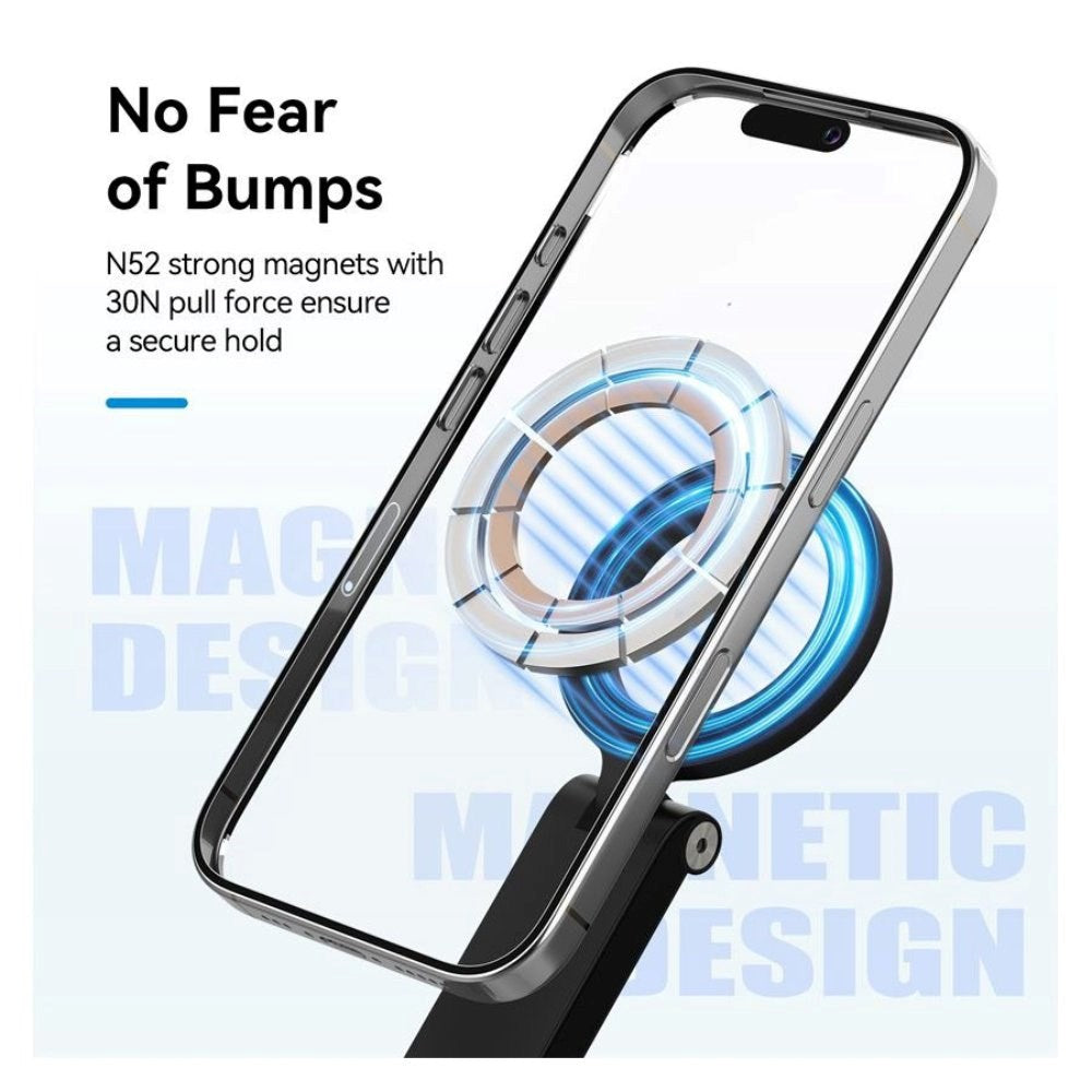 TELESIN Magnetisk Selfie Stick med Bluetooth Knapplukker - MagSafe Kompatibel - Svart