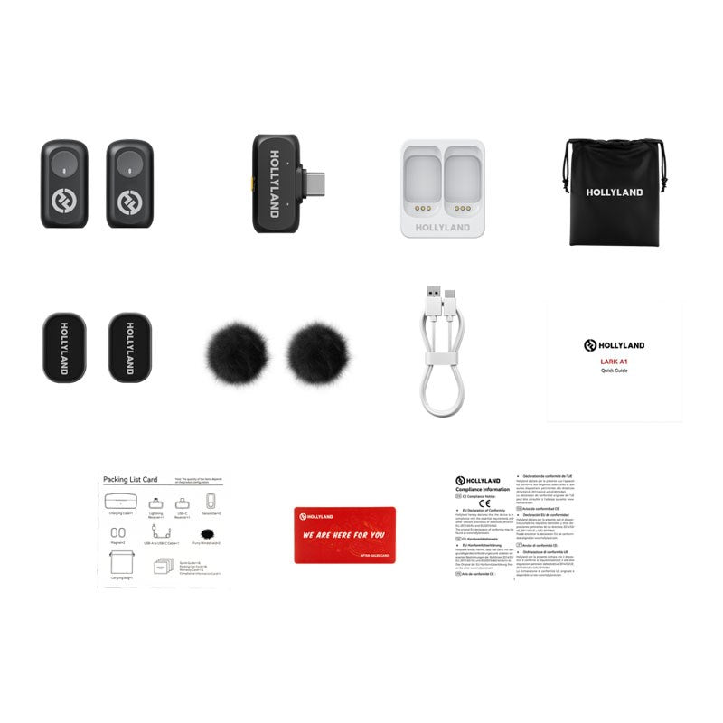 Hollyland LARK A1 Miniduo Trådløs Mikrofon med 1 x USB-C RX - Svart