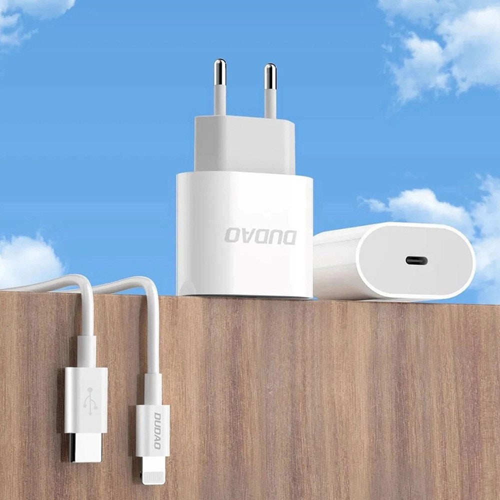 Dudao 20W PD Vegglader USB-C inkl. Kabel - Hvit