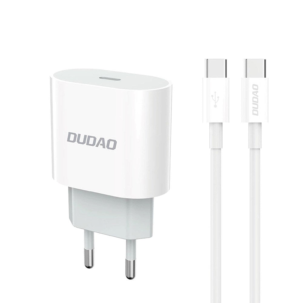 Dudao 20W PD Vegglader USB-C inkl. Kabel - Hvit