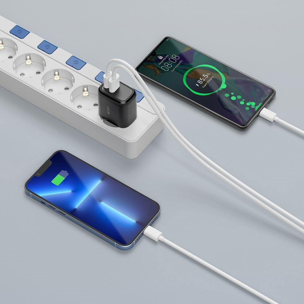 Tech-Protect 20W Veggladere m. 1 x USB-C & 1 x USB-A - Svart