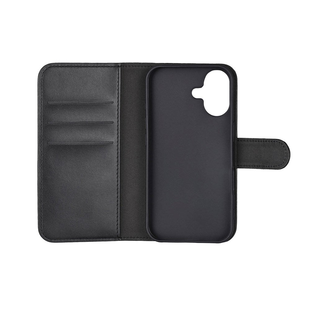 iPhone 16 Classic Wallet Flip Deksel med Stativfunksjon - Svart
