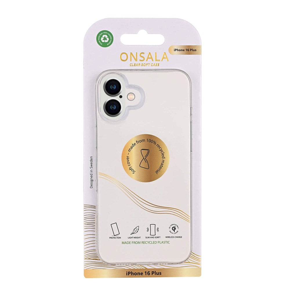 iPhone 16 Plus Onsala 100 % Resirkulert Plast Deksel - Gjennomsiktig