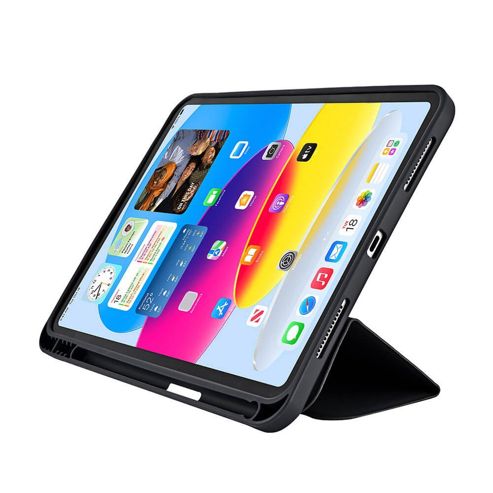 iPad 11" (2025) / iPad 10.9" (2024/2022) GEAR Pencilpocket Skinn Flip Deksel - Svart