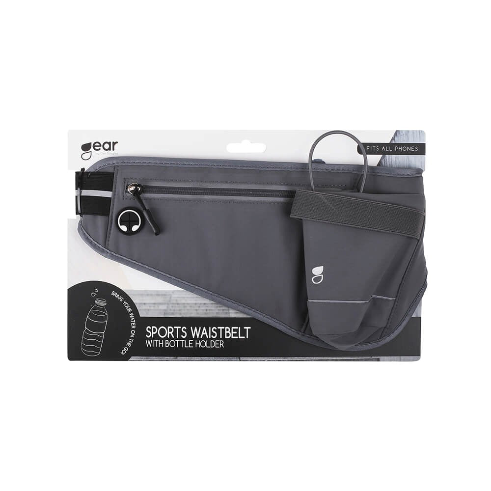 GEAR Løpebelte med Lomme for Mobil & Vannflaske - Grå
