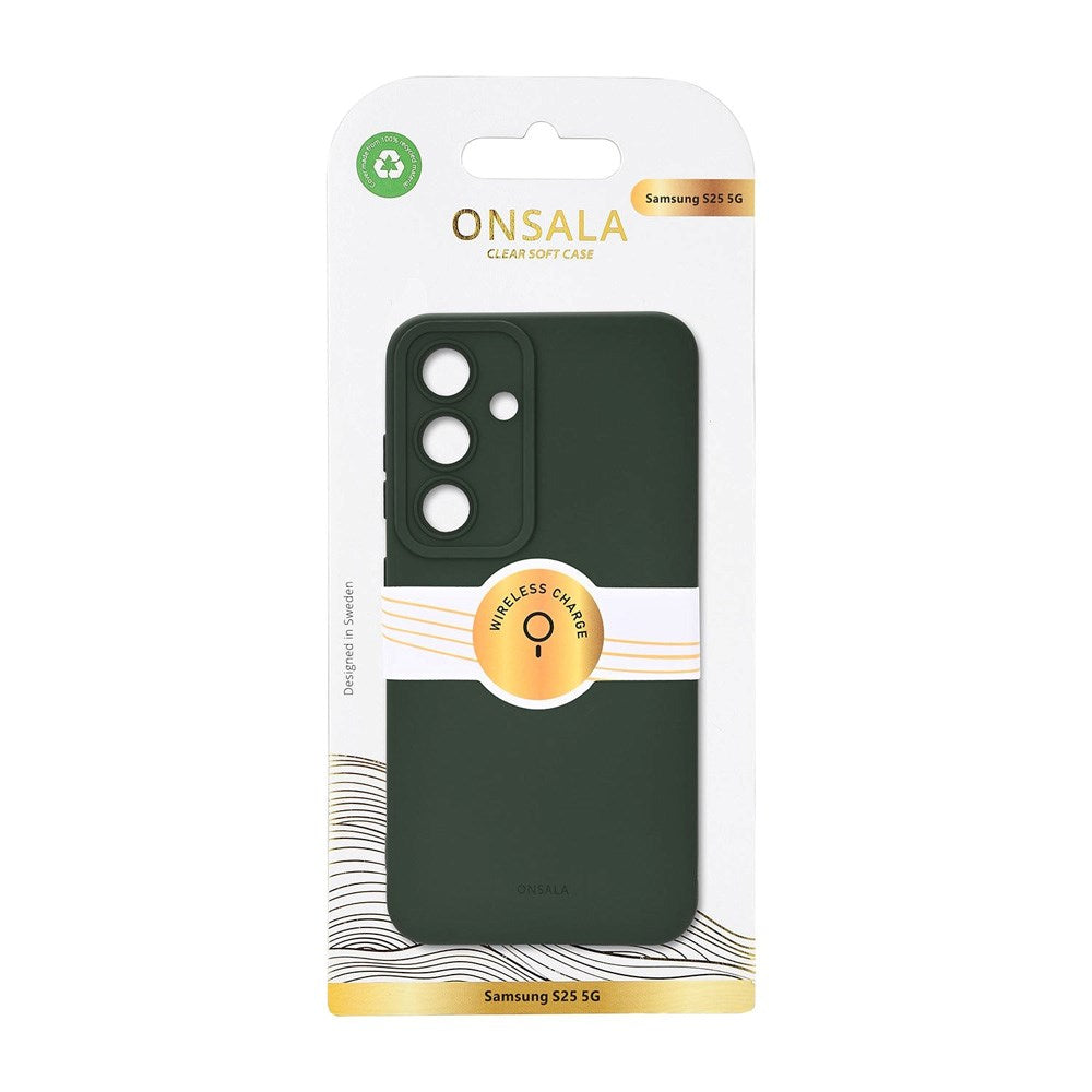 Onsala Samsung Galaxy S25 Silikon Touch Deksel - Olive Green