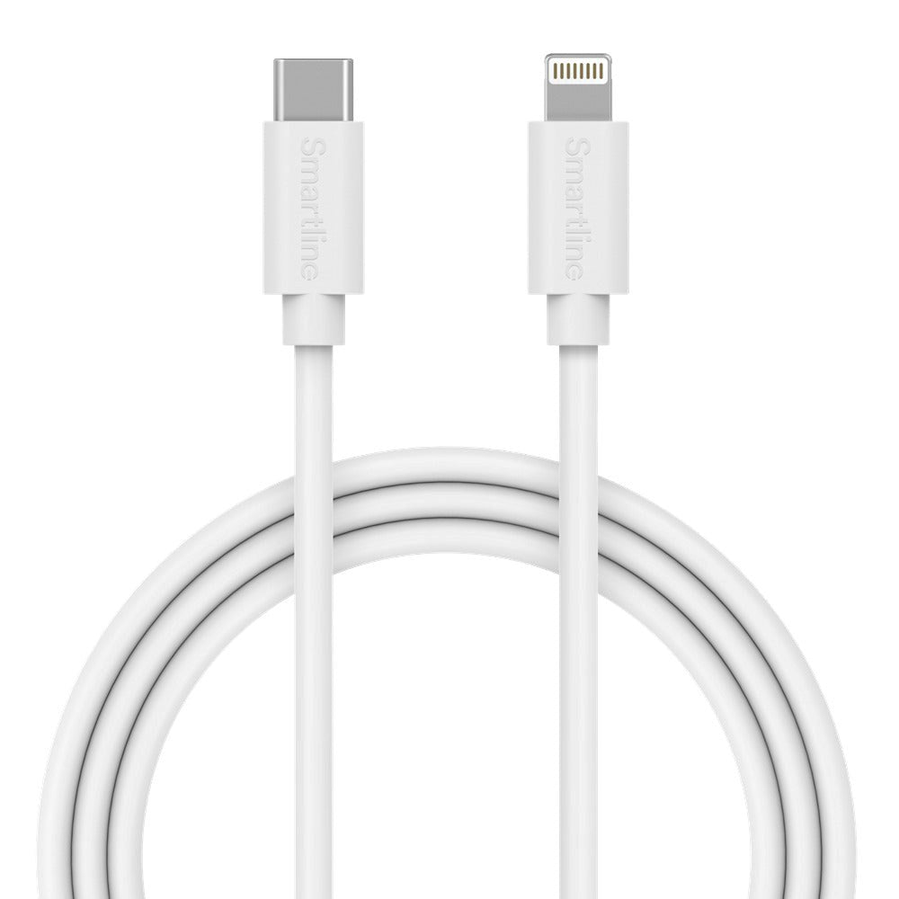 Smartline (3A/15W) USB-C til Lightning Kabel 3 m. - Hvit