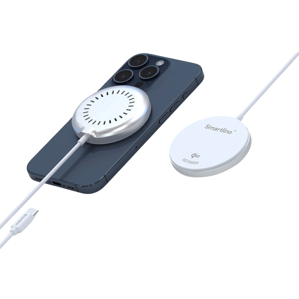 Smartline 15W Magnetisk Qi2 Trådløs Lader - MagSafe Kompatibel - Hvit