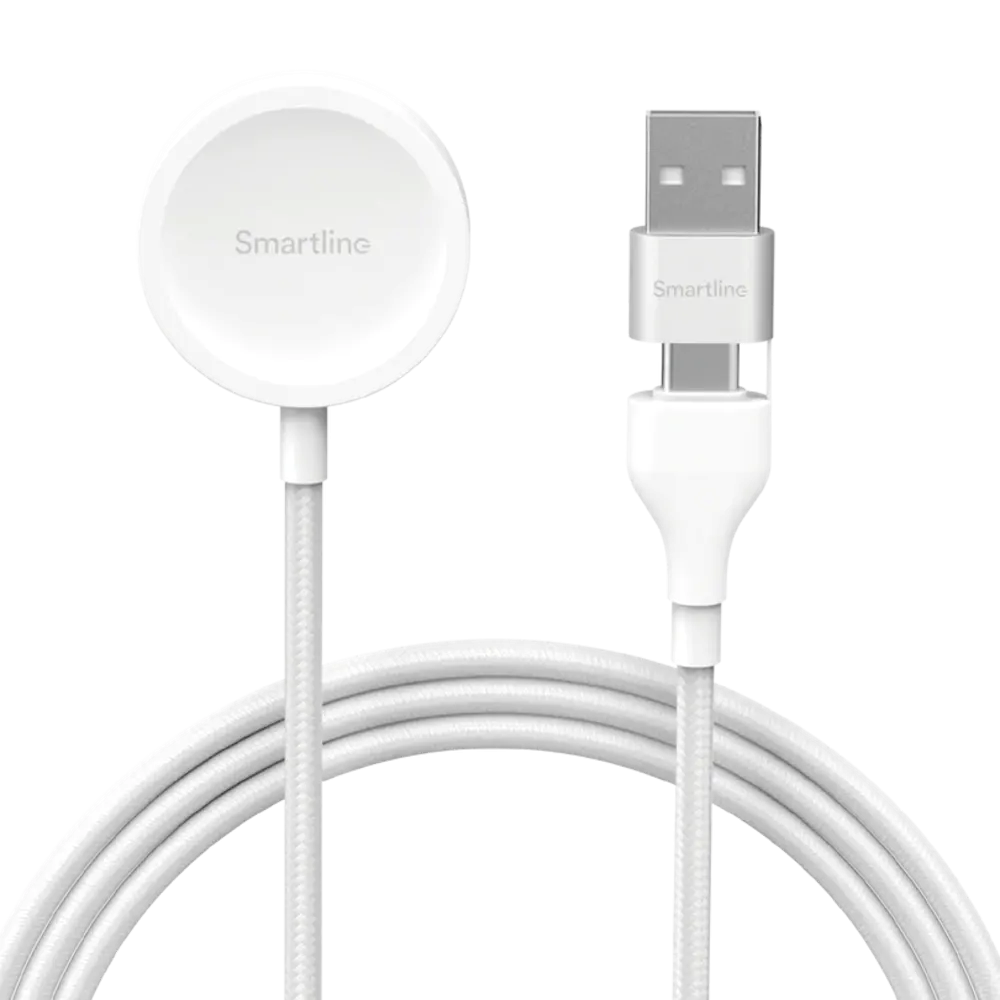 Smartline Apple Watch Lader m. 2-i-1 USB-A & USB-C - 1m - Hvit
