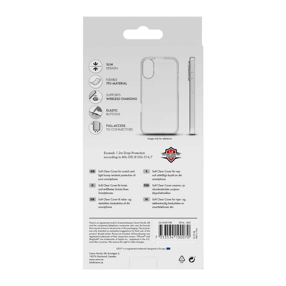 X2O iPhone 17 Pro Max Super Slim Deksel - Gjennomsiktig