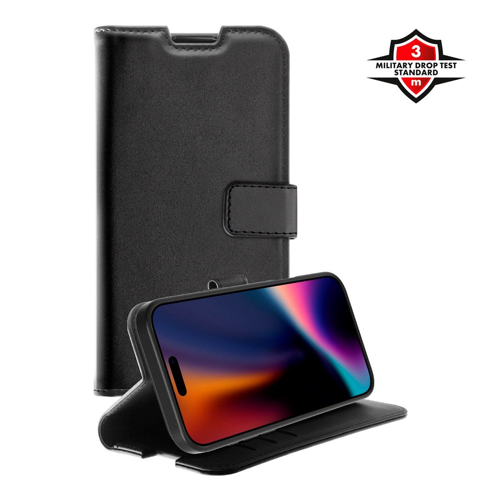 X2O iPhone 17 Pro Classic Wallet Flip Deksel - Kortholder & Stativfunksjon - Svart