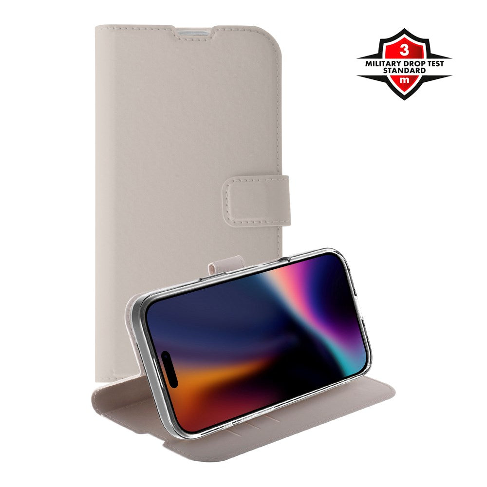 X2O iPhone 17 Pro Classic Wallet Flip Deksel - Kortholder & Stativfunksjon - Beige