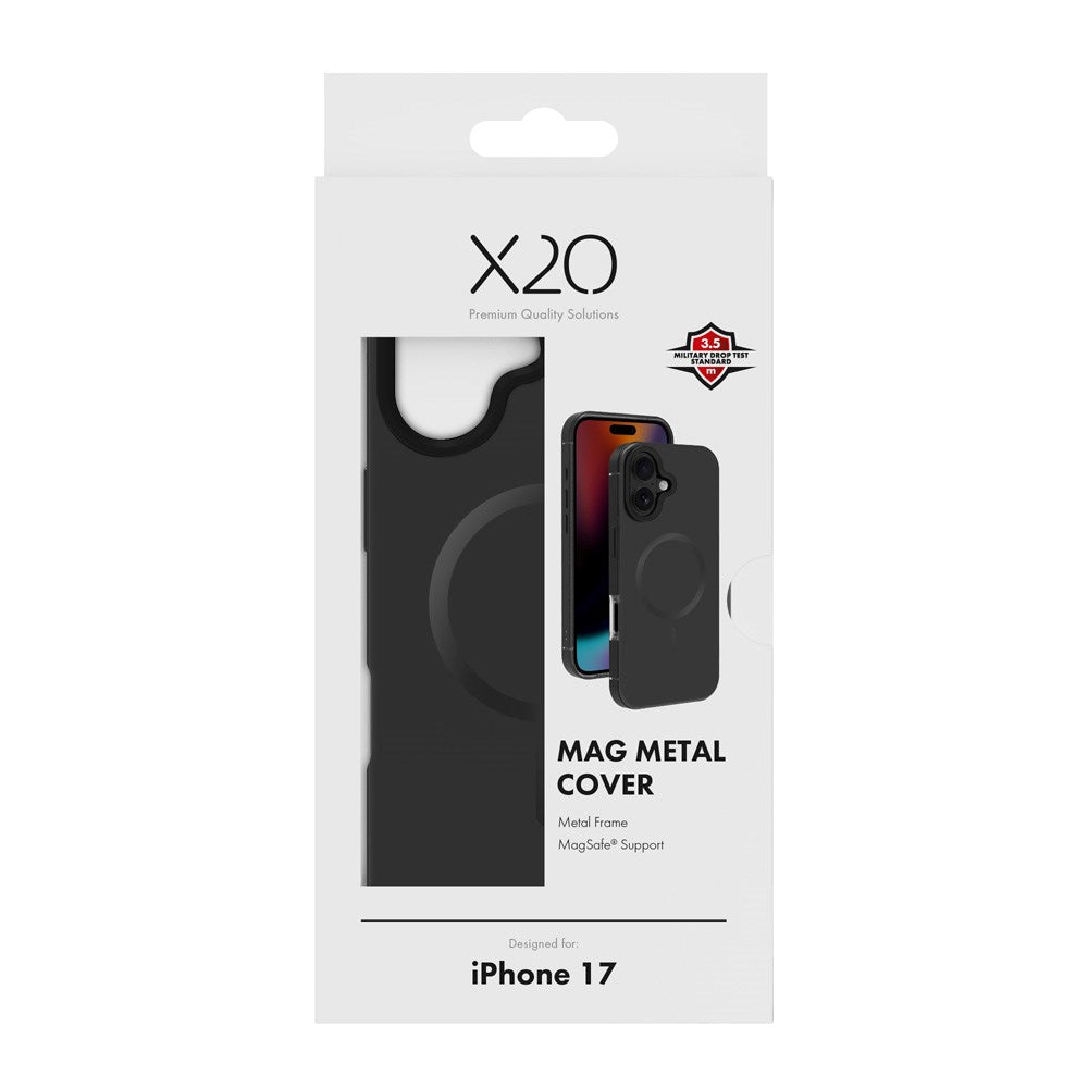 X2O iPhone 17 Mag Metal Deksel - MagSafe Kompatibel - Svart