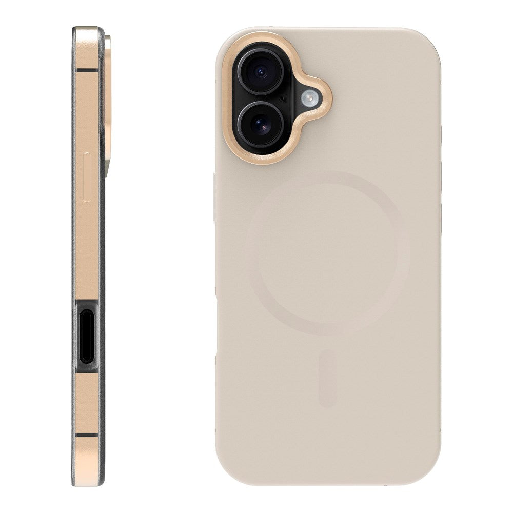 X2O iPhone 17 Mag Metal Deksel - MagSafe Kompatibel - Beige / Gull