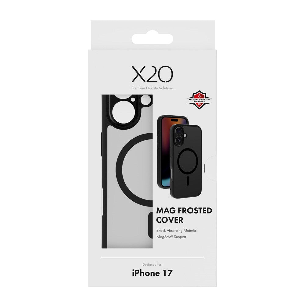 X2O iPhone 17 Mag Frosted Deksel - MagSafe Kompatibel - Matt Svart