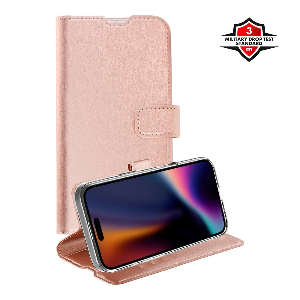 X2O iPhone 17 Classic Wallet Flip Deksel - Kortholder & Stativfunksjon - Rose Gold