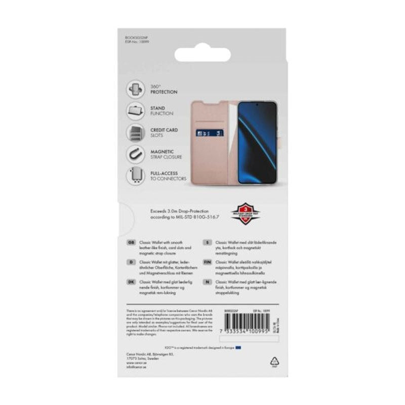 Samsung Galaxy S26 X2O Classic Wallet Flip Deksel - Rosegull