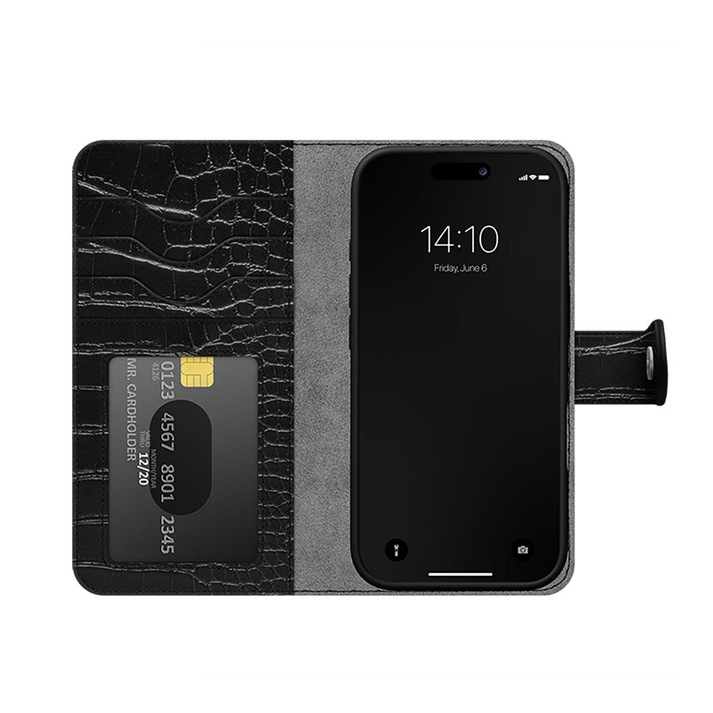 iDeal Of Sweden iPhone 16 - MagSafe - Magnet Wallet+ Deksel - Black Croco
