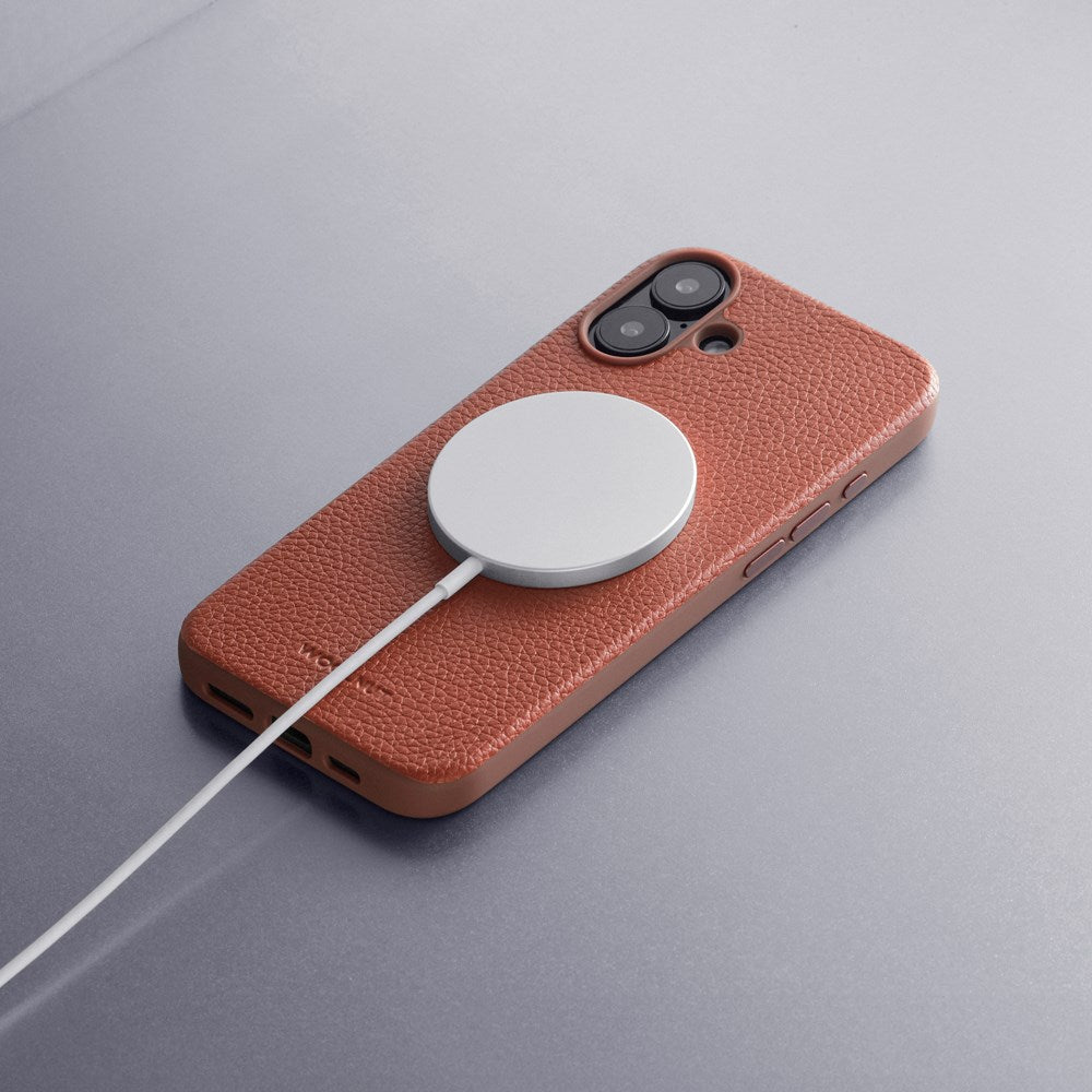 iPhone 16 WOOLNUT Ekte Skinn Deksel - MagSafe Kompatibel - Brun