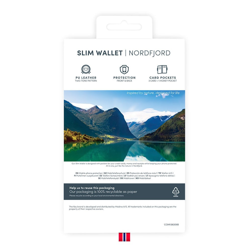 iPhone 12 / 12 Pro Key Nordfjord Slim Magnet Wallet Kunstskinn Flipdeksel - Svart