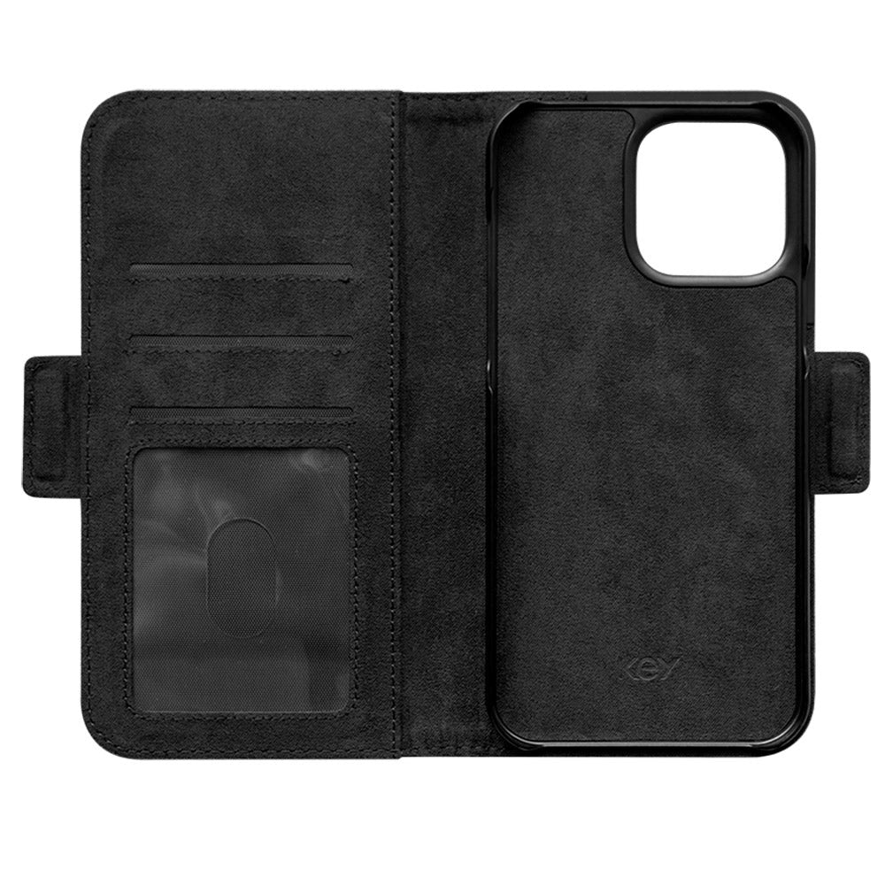 iPhone 14 Pro Max Key Nordfjord Slim Magnet Wallet Kunstskinn Flipdeksel - Svart
