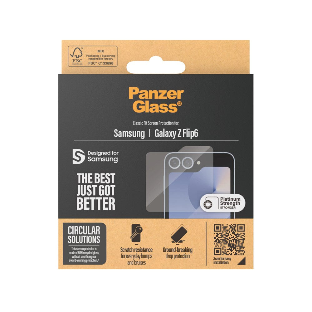 Samsung Galaxy Z Flip7 FE / Flip6 PanzerGlass Sub Screen Classic Fit Skjermbeskyttelse - Platinum Strength - Gjennomsiktig