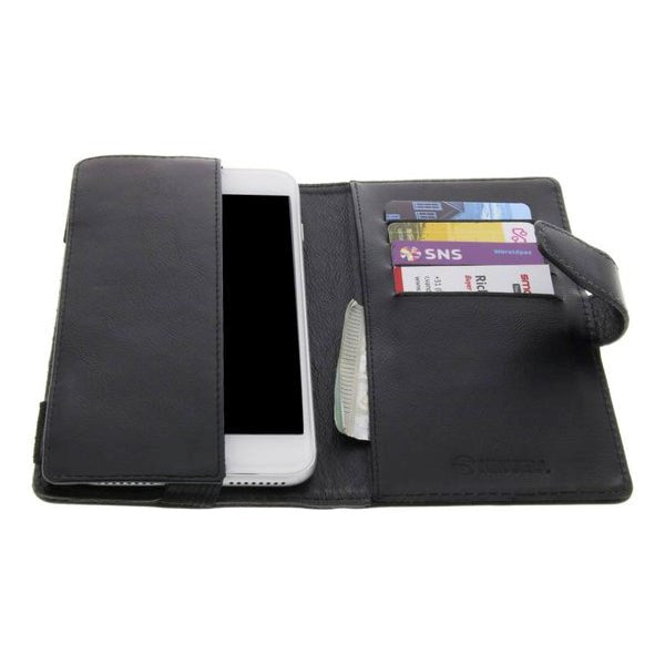 Krusell Sigtuna FolioWallet Universal Skinn Flip Deksel med Lommebok - Svart (Maks. Mobil: 155 x 75 x 10 mm)