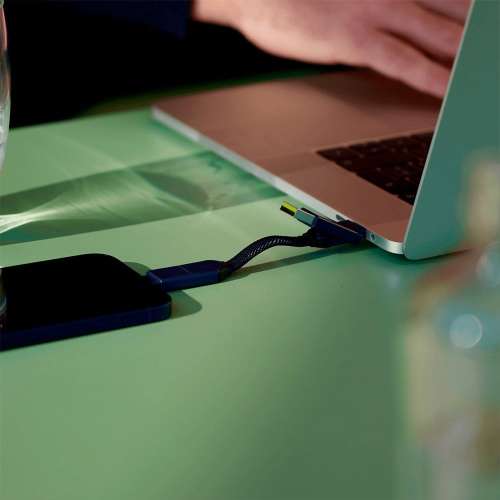 Rolling Square inCharge X USB-A og USB-C-kabel For Micro USB / USB-C / Lightning 6-In-1 100W - Svart