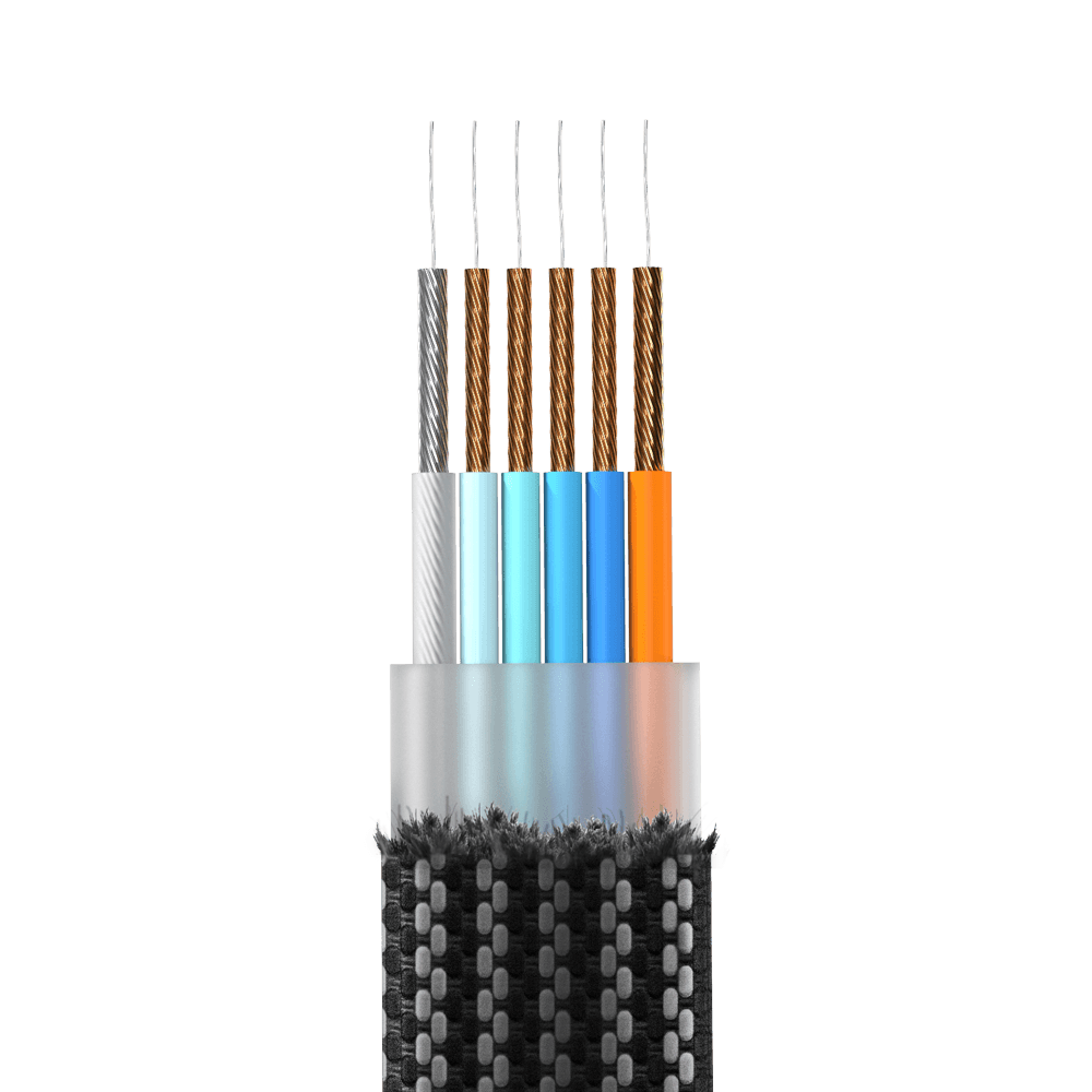 Rolling Square inCharge X USB-A og USB-C-kabel For Micro USB / USB-C / Lightning 6-In-1 100W - Svart