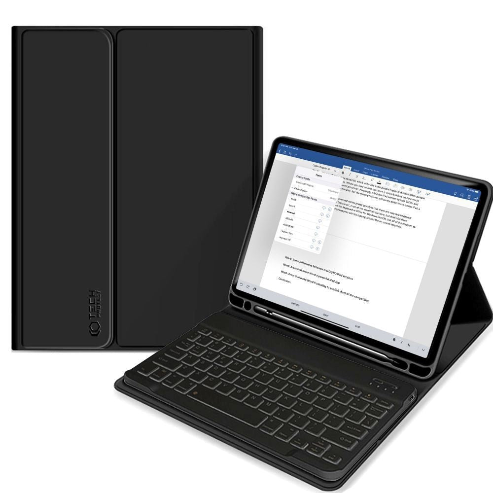 iPad 11" (2025) / iPad 10.9" (2024/2022) Tech-Protect Keyboard Deksel Med Pencil Holder - Engelsk Layout - Svart
