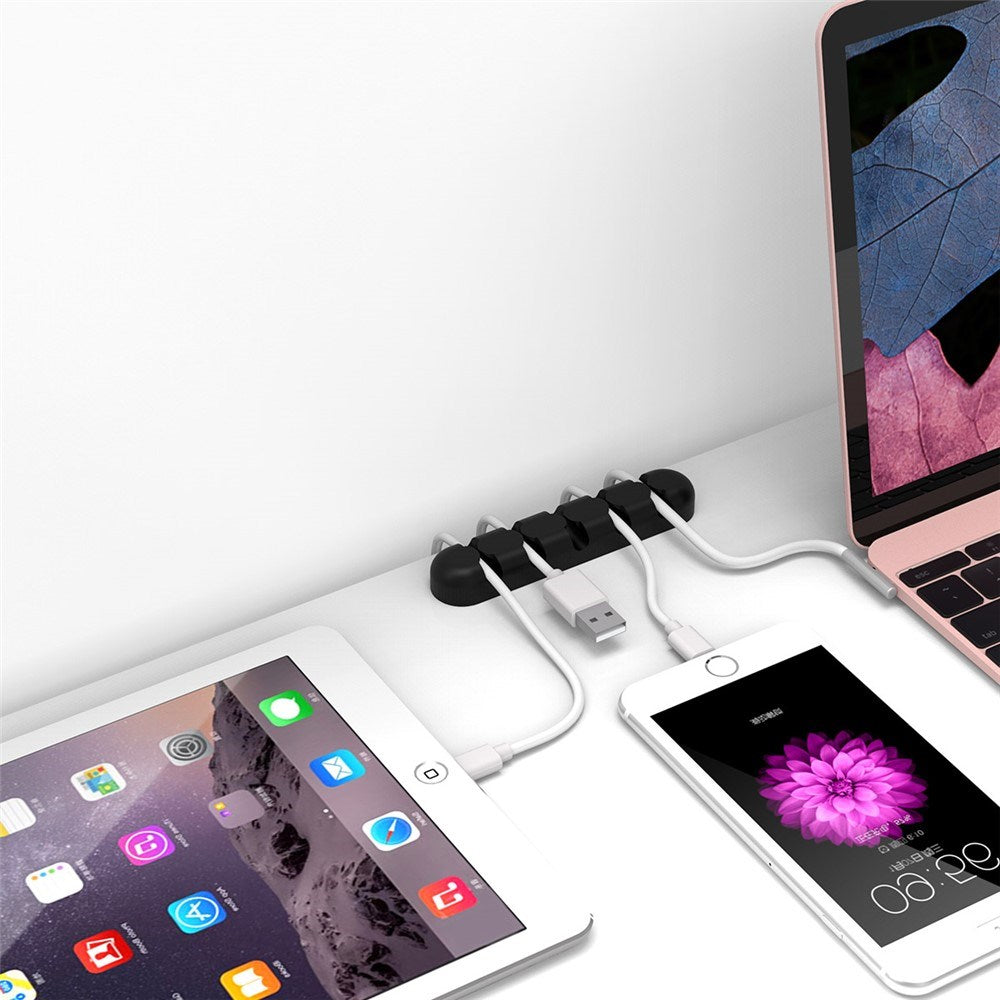 Selvklebende Kabelorganisator - 5 x Holdere - Svart