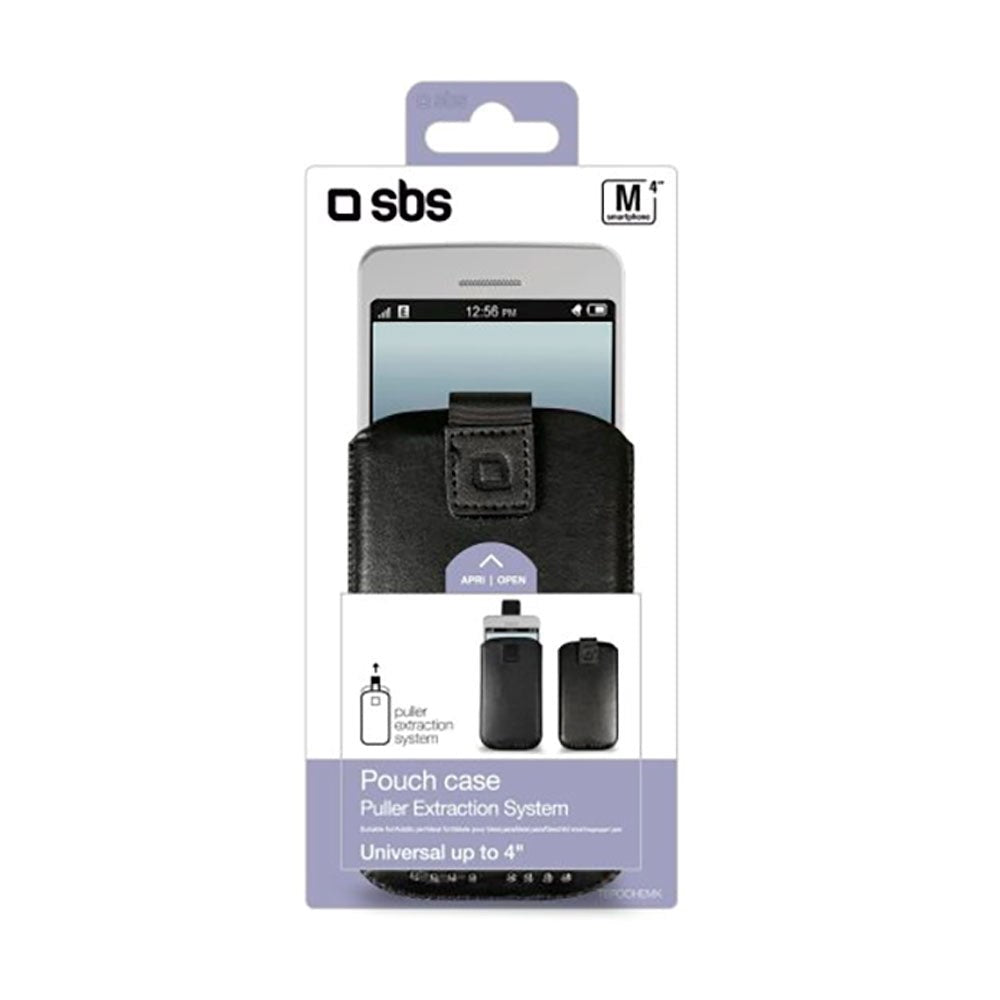 Universal Leather Case SBS - (Maks. Mobil: 116 x 59 mm) - Svart