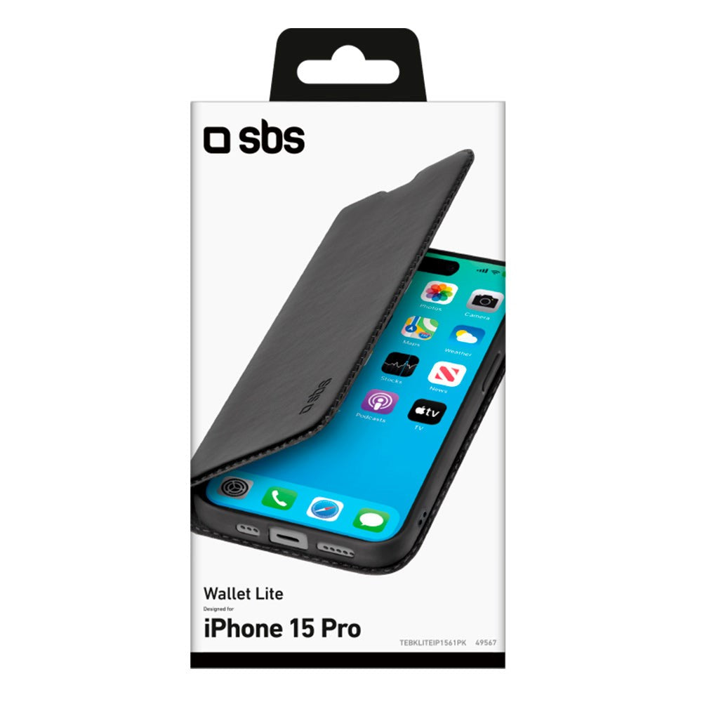 iPhone 15 Pro SBS Wallet Lite Deksel - Svart