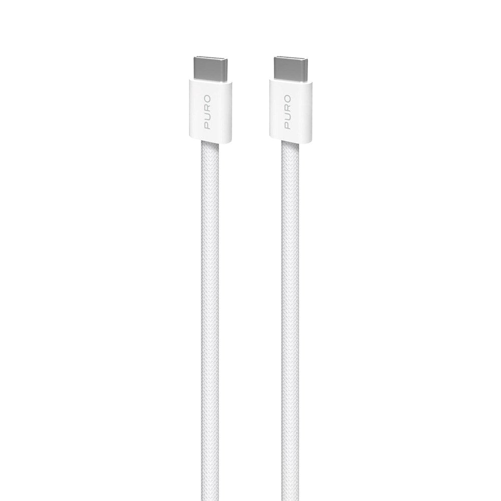 Puro Flettet USB-C Kabel – 1.5m, 60W og 480Mbps Dataoverføring - Hvit