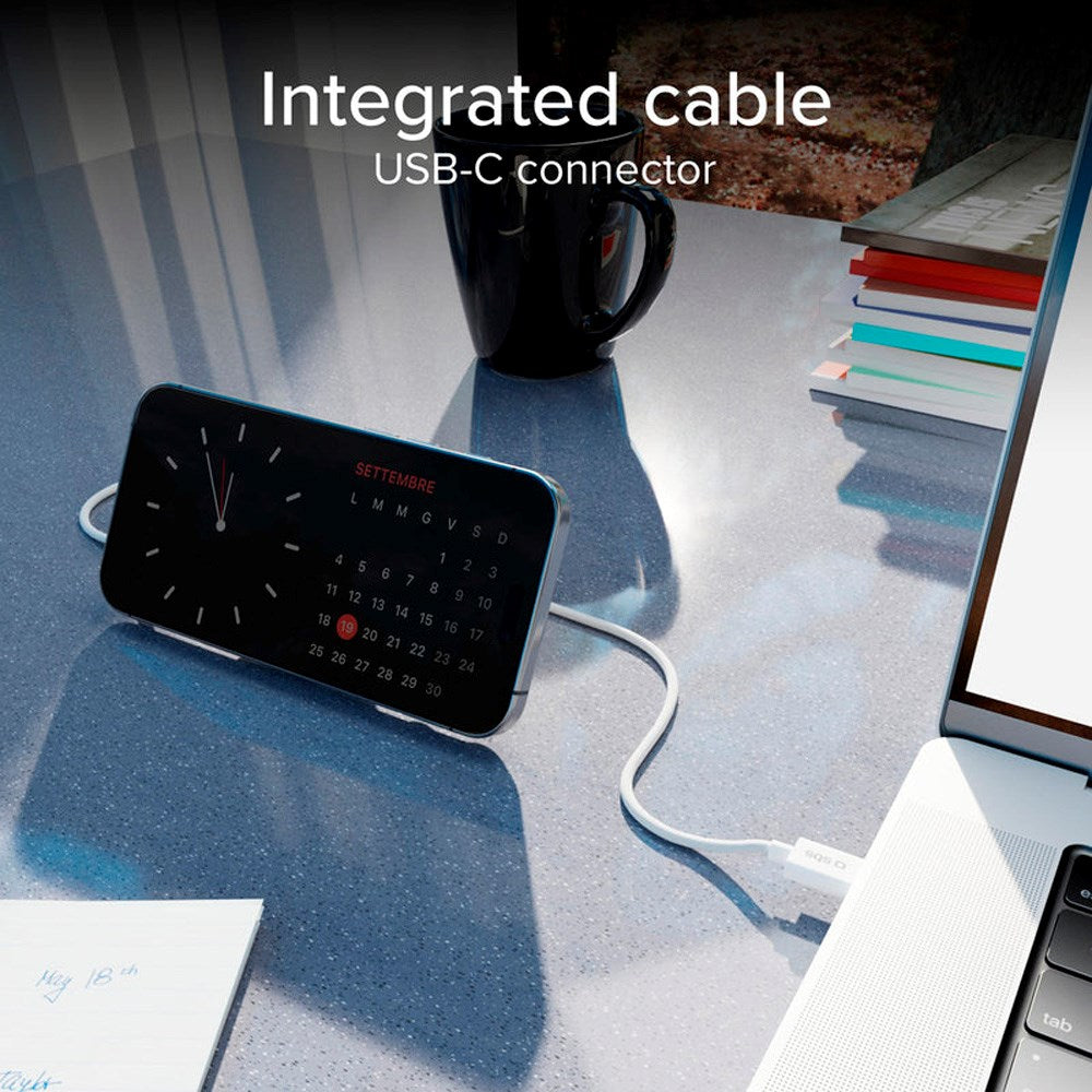 SBS 15W Qi2 Trådløs Lader m. Stativ - MagSafe Kompatibel - Hvit