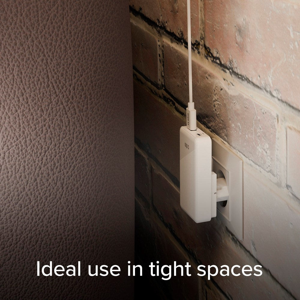 SBS 65W Flexi Sammenleggbar Vegglader m. 1x USB-A & 1x USB-C - Hvit